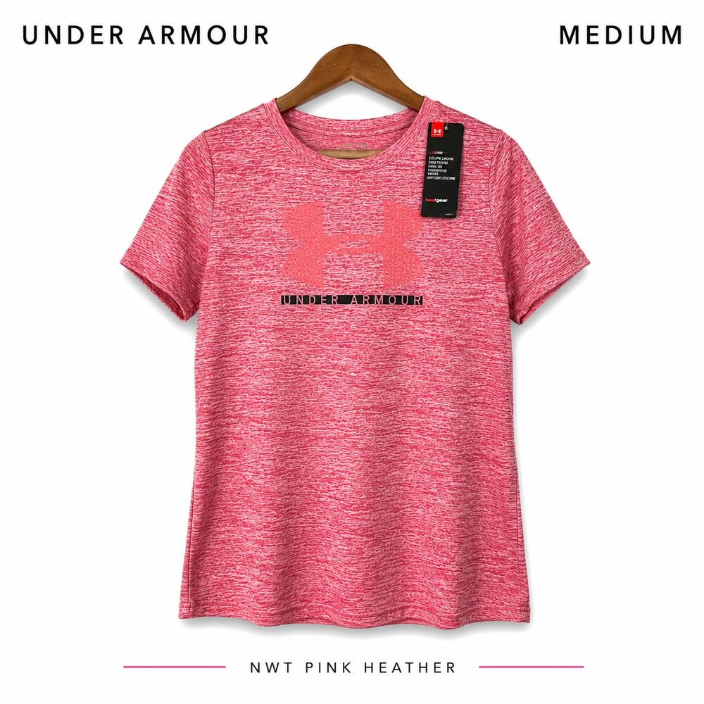 Under Armour Tech Twist Tee Medium NWT Pink Heather Short Sleeve Athletic Top